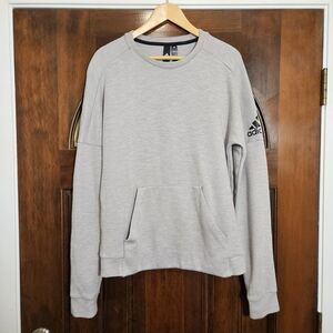 Adidas Gray Crewneck Sweatshirt | Hidden Zip Pocket | Men’s Small